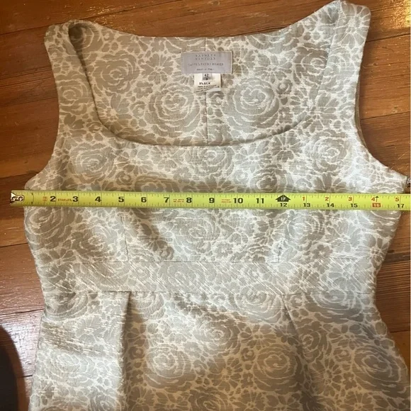 Barney’s New York Cream Floral Brocade Sleeveless Shift Dress, Size 8 - Picture 8 of 8